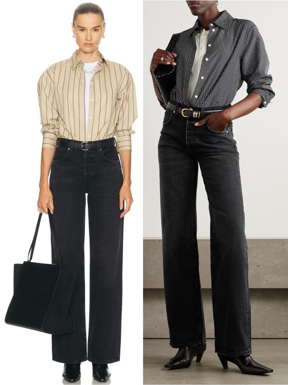 Citizens of Humanity Annina High Rise Wide Leg Jeans Raine Black Size 27